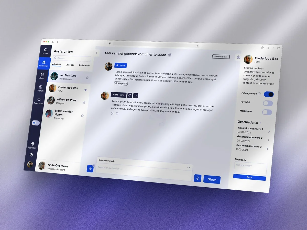 JobSolve AI-assistent interface mockup.