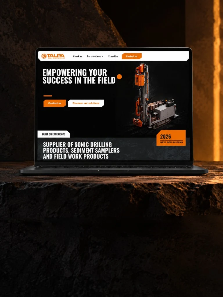 Talpa website mockup op laptop.