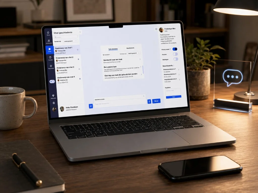 JobSolve AI-assistent platform mockup op laptop