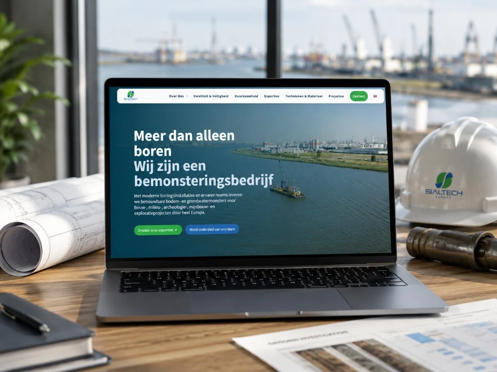 Sialtech website mockup op laptop