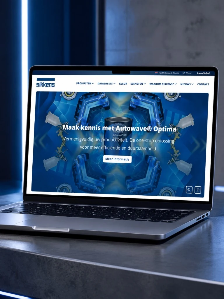 Sikkens website mockup op laptop.